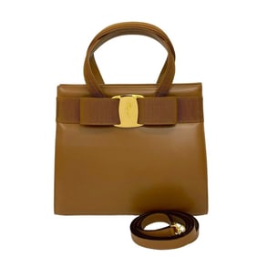 Salvatore Ferragamo Vara Ribbon hardware leather 2-way handbag/shoulder bag, brown, 91903