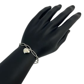 TIFFANY & Co. Tiffany Carved Heart Sterling Silver Chain Bracelet, 925, 95582