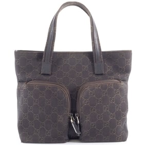 Gucci GG Canvas Handbag 105650 Leather Brown Women's Tote GUCCI