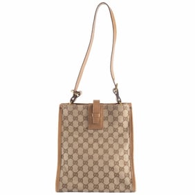 Gucci GG Canvas Shoulder Bag 110292 Leather Beige Brown Women's GUCCI