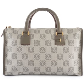 LOEWE Anagram Boston Bag in PVC and Leather, Gray, Women's Handbag