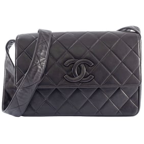 CHANEL Deca Matelasse Shoulder Bag Leather Black Women's