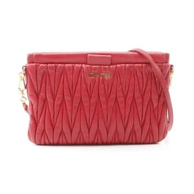 Miu Miu Miu Matelasse Shoulder Bag, Leather, Women's, Red