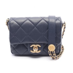 CHANEL Matelasse Mini Shoulder Bag in Calfskin Leather, Navy Blue