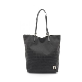 Fendi Zucchino Tote Bag, Canvas and Leather, Women's, Black