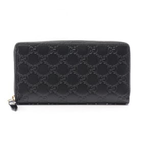 Gucci Guccissima Round Long Wallet, Leather, Women's, Black, 779786