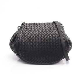 Bottega Veneta Intrecciato Shoulder Bag, Leather, Women's, Black, 245342