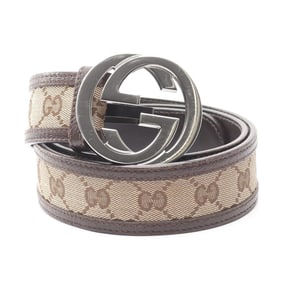 Gucci Interlocking G GG Canvas Belt, Clothing, Canvas, Leather, Women's, Beige, Brown