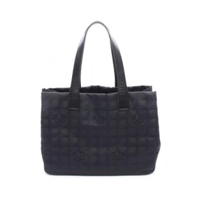 CHANEL New Travel Line MM Tote Bag, Leather, Nylon Canvas, Women's, Black, A15991