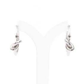 Celine Knot Small Hoop Earrings in Stainless Steel, Silver