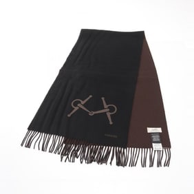 Hermes Hermès Horsebit Scarf, Leather and Cashmere, Men's, Black Brown