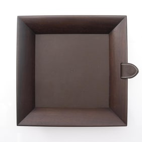 Hermes Hermès Vide Poche Square Atrium MM Accessory, Leather and Wood, Men's Women's, Brown