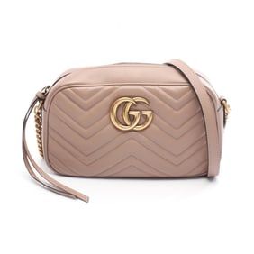 Gucci GG Marmont Shoulder Bag, Leather, Women's, Pink, 447632
