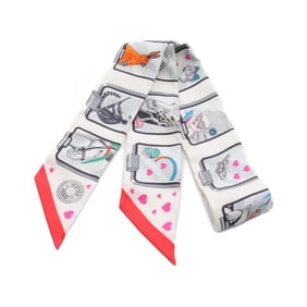 Hermès Twilly HERMES STORY Silk Scarf for Women in White and Multicolor