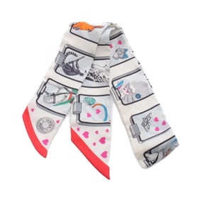 Hermès Twilly HERMES STORY Silk Scarf for Women in White and Multicolor