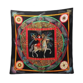 Hermes Hermès FEUX D'ARTIFICE 150th Anniversary Silk Carré 90 Scarf, Women's, Black, Multicolor