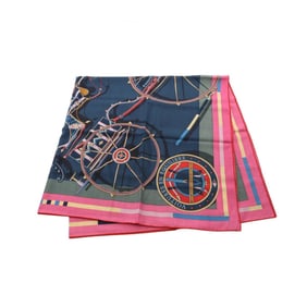 Hermes Hermès Carré Jean 140 Voiture En Equilibre Scarf, Silk, Cashmere, and Women's, Navy, Pink,