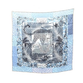 Hermes Hermès Carré 70 Jungle Love au Tampon Silk Scarf for Women, Blue Multicolor