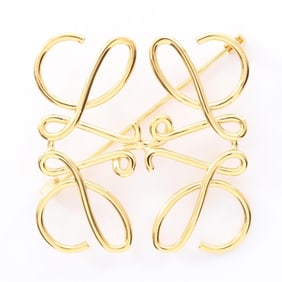 LOEWE Anagram Brooch, Gold Plated, Women's