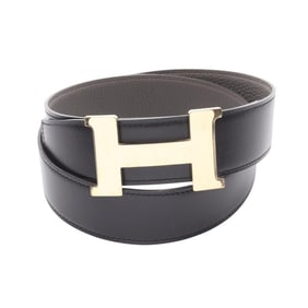 Hermes Hermès Constance H Belt, Leather Men's, Black and Gray
