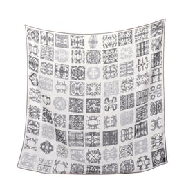 Hermes Hermès Carré 100 TOUTOCIZO Scarf, Silk, Cashmere, and Women's, Gray