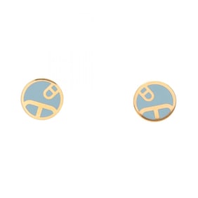 Hermes Hermès Chaine d'Ancre earrings, GP (gold plated), women's, gold and blue