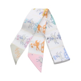 Hermes Hermès PARADE Twilly Silk Scarf for Women in Gray and Multicolor