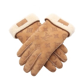 Louis Vuitton Gon Monogram Shearling Gloves, Wool, Men's and Women's, Brown, M76579