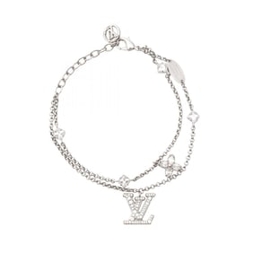 Louis Vuitton Ladies' Stainless Steel Rhinestone Bracelet, Silver and Clear, M1378A