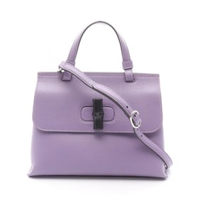 Gucci Daily Bamboo Handbag, Leather, Women's, Purple, 370831