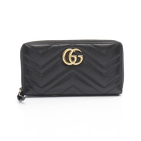 Gucci GG Marmont Zip-Around Wallet, Women's Leather, Black, 443123