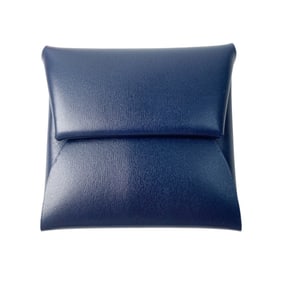 Hermes Hermès Bastia Box Calf Leather Wallet/Coin Case, Navy Blue, W MZ 003 HA, with Stamp