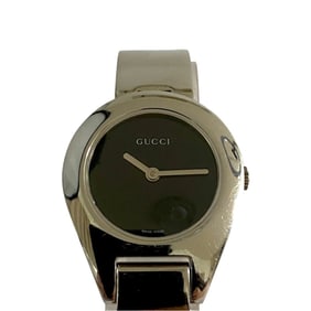 GUCCI Bangle Women's Watch, Black Dial, Stainless Steel Quartz Movement, 6700L