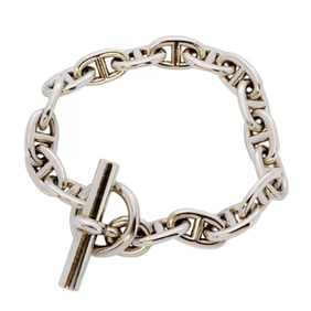 Hermes Hermès Chaine d'Ancre Bracelet, MM, 17 Links, Silver 925, Men's/Women's