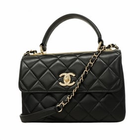 Chanel Matelasse Chain Shoulder Bag, Trendy CC, Lambskin, Black/Champagne, 2-Way Bag for Women