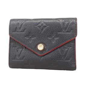 Louis Vuitton Monogram Empreinte Portefeuille Victorine Tri-fold Wallet M64577 Marine Rouge Women's