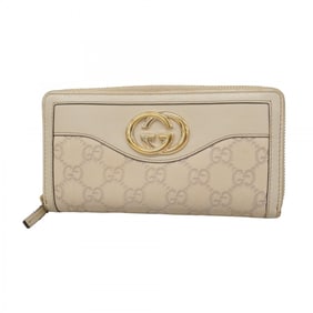Gucci Long Wallet Guccissima Interlocking G 308012 Leather Beige Women's