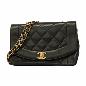 Chanel Diana Shoulder Bag, Chain Lambskin, Black, Women's