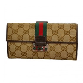 Gucci GG Canvas Long Wallet 146206 Brown Women's