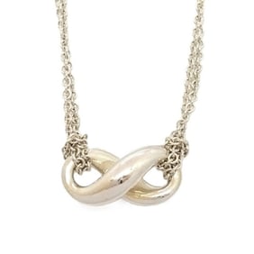 Tiffany & Co. Infinity Necklace SV925 7.7g Silver Double Chain Choker