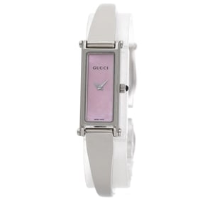 Gucci 1500L Square Face Bangle Pink Shell Watch Stainless Steel/SS Women's GUCCI