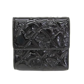 Chanel Icon Women's Patent Leather Wallet (tri-fold) Black