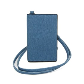 Valextra Card Holder With Lanyard SGNL0035028LRLCC99BNE Leather Card Case Blue