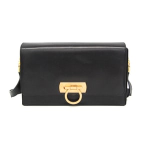 Salvatore Ferragamo Gancini E21 4696 Women's Leather Shoulder Bag Black