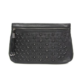 Jimmy Choo ZENA Women,Men Leather Studded Clutch Bag,Pouch Black