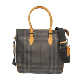 Burberry Men's PVC,Leather Shoulder Bag,Tote Bag Dark Brown,Mustard