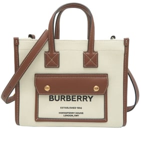 Burberry Freya Women's Tote Bag 8044143 Cotton Natural/Tan (Beige x Brown)