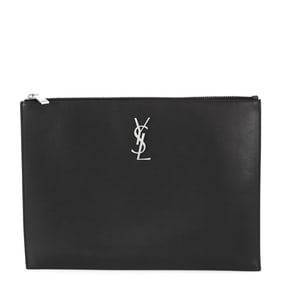 Yves Saint Laurent Paris Monogram Zip Clutch Bag with Tablet Holder, 453249, Black