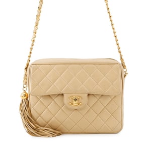 Chanel chain shoulder bag, matelasse, Coco mark, tassel, lambskin, CHANEL
