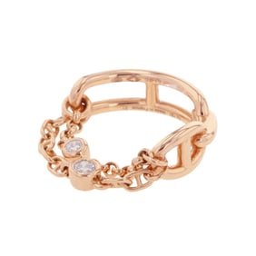 Hermes Hermès Chaine d'Ancre Chaos PM Ring, 2 diamonds totaling 0.16ct, 18K pink gold, size 51.
